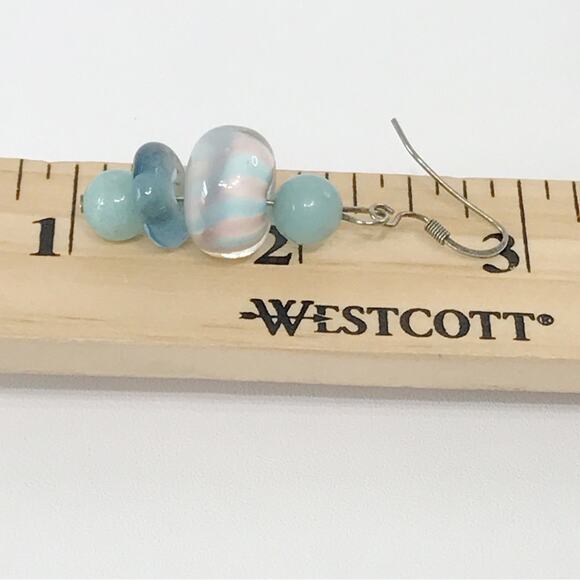 Vintage Lampwork Rose 925 Sterling Art Glass Quartz Beaded Drop Earring Sets Lot - Picture 16 of 16